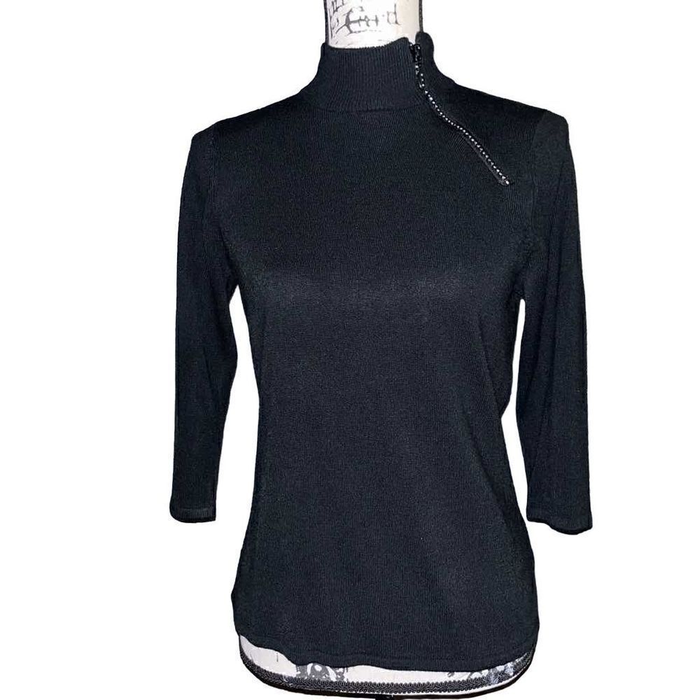 Designer’s Original black soft jeweled sweater PM‎
